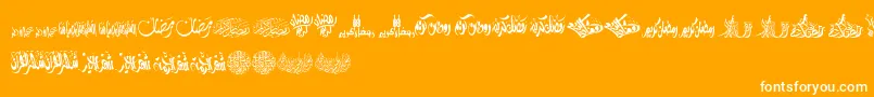 FelicitationArabicRamadan-Schriftart – Weiße Schriften auf orangefarbenem Hintergrund