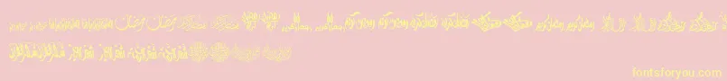FelicitationArabicRamadan-Schriftart – Gelbe Schriften auf rosa Hintergrund