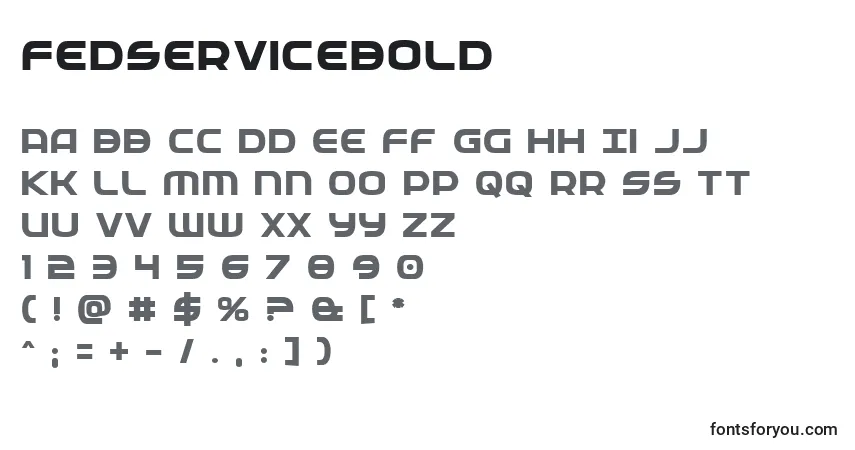 A fonte Fedservicebold – alfabeto, números, caracteres especiais