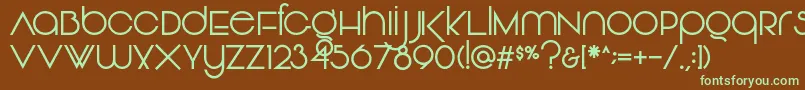 Vonique92Regular-fontti – vihreät fontit ruskealla taustalla
