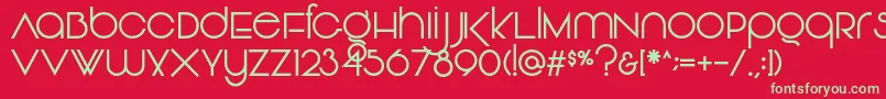 Vonique92Regular-Schriftart – Grüne Schriften auf rotem Hintergrund