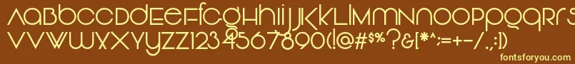 Vonique92Regular-fontti – keltaiset fontit ruskealla taustalla