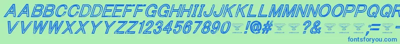Шрифт ThacoolkidzItalic – синие шрифты на зелёном фоне