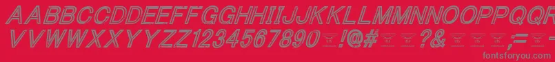 フォントThacoolkidzItalic – 赤い背景に灰色の文字
