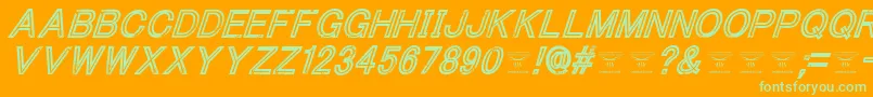 Шрифт ThacoolkidzItalic – зелёные шрифты на оранжевом фоне