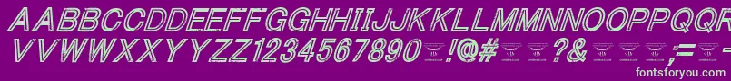 フォントThacoolkidzItalic – 紫の背景に緑のフォント