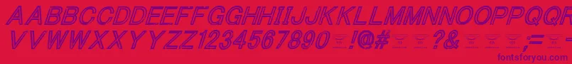 Czcionka ThacoolkidzItalic – fioletowe czcionki na czerwonym tle