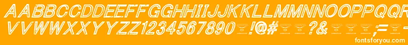 ThacoolkidzItalic-Schriftart – Weiße Schriften auf orangefarbenem Hintergrund