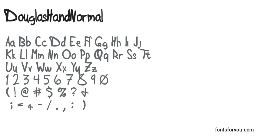 A fonte DouglasHandNormal – alfabeto, números, caracteres especiais