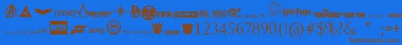 Шрифт Moviesgames – коричневые шрифты на синем фоне