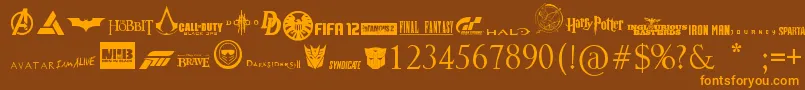 Moviesgames Font – Orange Fonts on Brown Background