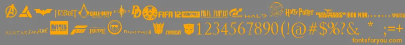 Czcionka Moviesgames – pomarańczowe czcionki na szarym tle