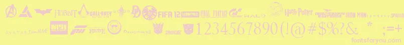 Fonte Moviesgames – fontes rosa em um fundo amarelo