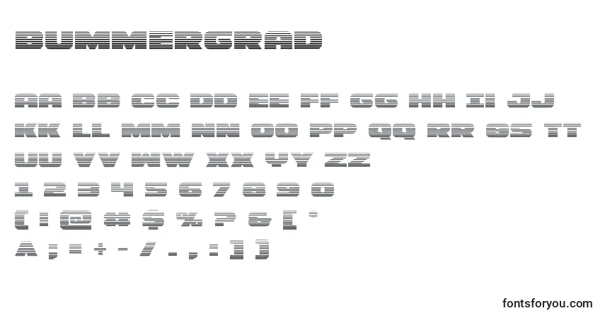 Bummergrad-fontti – aakkoset, numerot, erikoismerkit