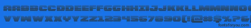 Bummergrad-Schriftart – Schwarze Schriften auf blauem Hintergrund