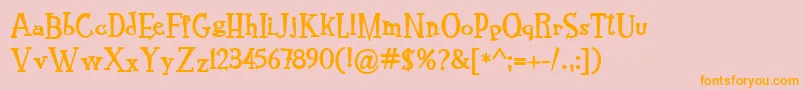 フォントRocknrollTypoBold – オレンジの文字がピンクの背景にあります。