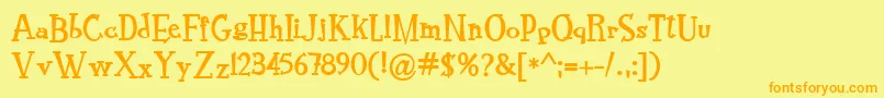 RocknrollTypoBold-Schriftart – Orangefarbene Schriften auf gelbem Hintergrund