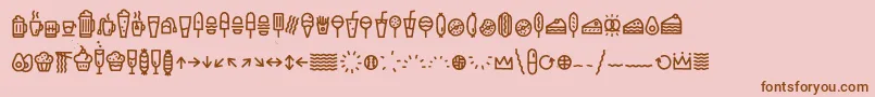 EscalopeCrustThreeIcons Font – Brown Fonts on Pink Background