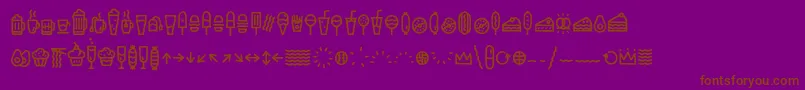 EscalopeCrustThreeIcons Font – Brown Fonts on Purple Background