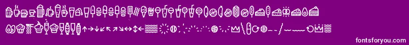 Fonte EscalopeCrustThreeIcons – fontes brancas em um fundo violeta