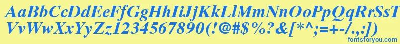 フォントGrecoTenSsiBoldItalic – 青い文字が黄色の背景にあります。