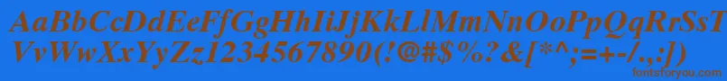 Czcionka GrecoTenSsiBoldItalic – brązowe czcionki na niebieskim tle