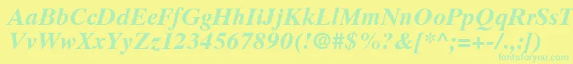 GrecoTenSsiBoldItalic Font – Green Fonts on Yellow Background