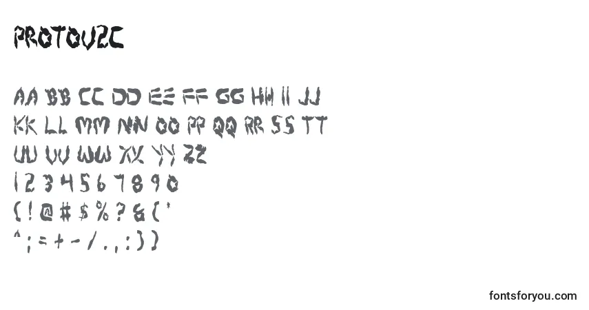 Czcionka Protov2c – alfabet, cyfry, specjalne znaki