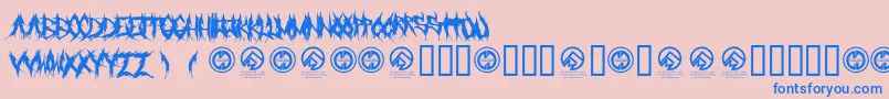 フォントGrindmafia – ピンクの背景に青い文字