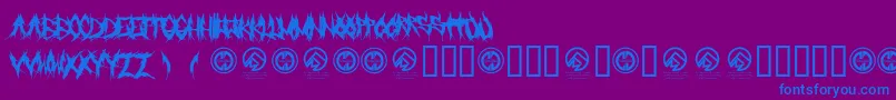 Grindmafia-Schriftart – Blaue Schriften auf violettem Hintergrund