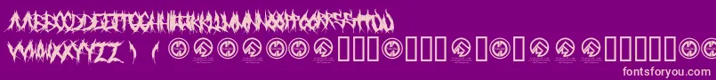 Weitere Informationen zur Grindmafia-Schriftart Grindmafia-Schriftart – Rosa Schriften auf violettem Hintergrund