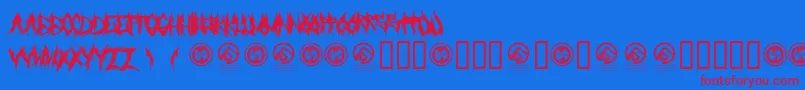 Grindmafia-Schriftart – Rote Schriften auf blauem Hintergrund