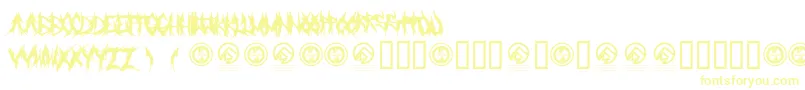Grindmafia-Schriftart – Gelbe Schriften auf weißem Hintergrund
