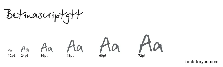 Размеры шрифта Betinascriptgtt