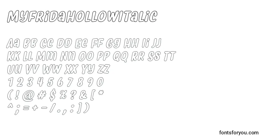 MyfridaHollowItalic Font – alphabet, numbers, special characters