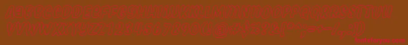 MyfridaHollowItalic-Schriftart – Rote Schriften auf braunem Hintergrund