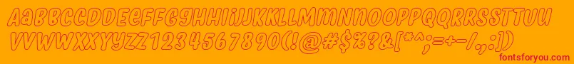 MyfridaHollowItalic-Schriftart – Rote Schriften auf orangefarbenem Hintergrund