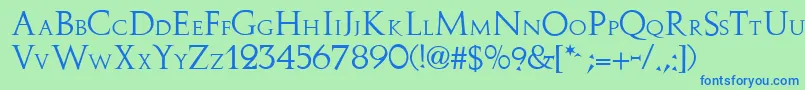 Stowe-Schriftart – Blaue Schriften auf grünem Hintergrund