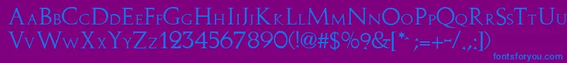 Stowe-Schriftart – Blaue Schriften auf violettem Hintergrund