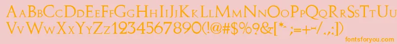 Stowe-Schriftart – Orangefarbene Schriften auf rosa Hintergrund