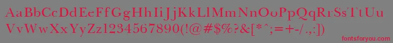 BaskervilleNormal-Schriftart – Rote Schriften auf grauem Hintergrund
