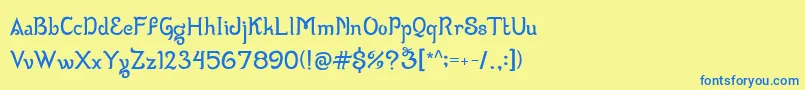 フォントWizzta – 青い文字が黄色の背景にあります。