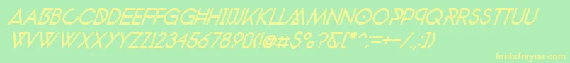 PhantomExtraItalic50-Schriftart – Gelbe Schriften auf grünem Hintergrund