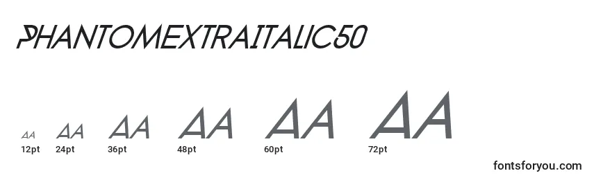 Размеры шрифта PhantomExtraItalic50