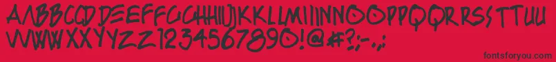 BoutonKursiv Font – Black Fonts on Red Background