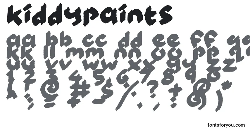 A fonte KiddyPaints – alfabeto, números, caracteres especiais