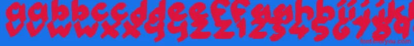 KiddyPaints-Schriftart – Rote Schriften auf blauem Hintergrund