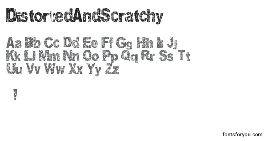 DistortedAndScratchy-fontti – aakkoset, numerot, erikoismerkit