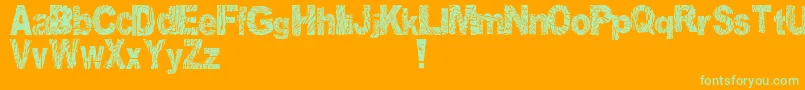 DistortedAndScratchy-Schriftart – Grüne Schriften auf orangefarbenem Hintergrund