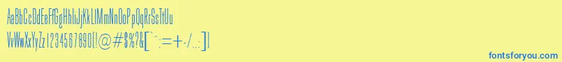 フォントGoldhawkRegularDb – 青い文字が黄色の背景にあります。